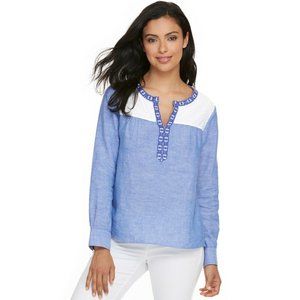 Vineyard Vines Womens Swiss Dot Chambray Top M